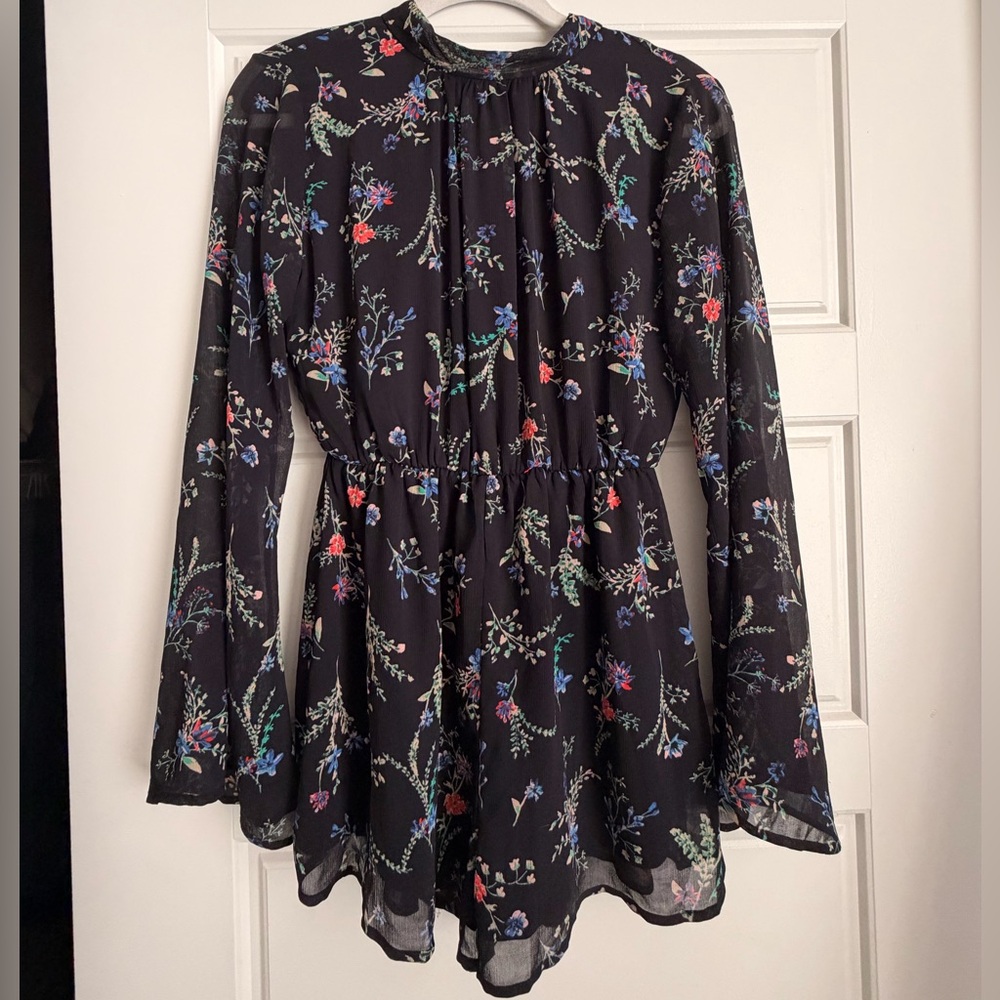 Floral Navy Backless Romper